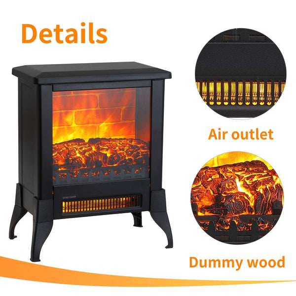 1400W Electric Fireplace Heater / Freestanding Electric Fireplace Space Stove with Realistic Flame & Logs, Overheating Protection